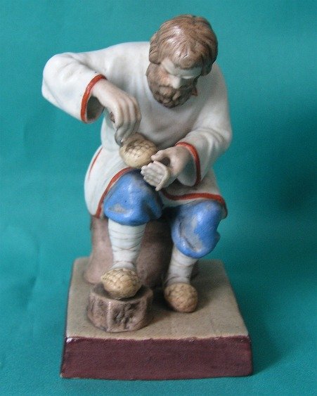 A Gardner Porcelain Figure of Lapti Plaiter c.1880